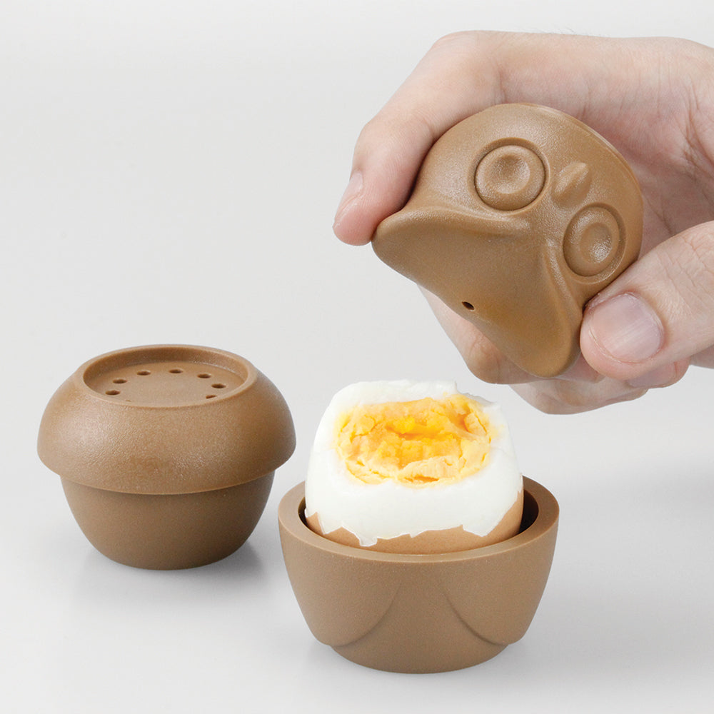 Morning Owl Egg Cup cum Shaker Set (Brown)