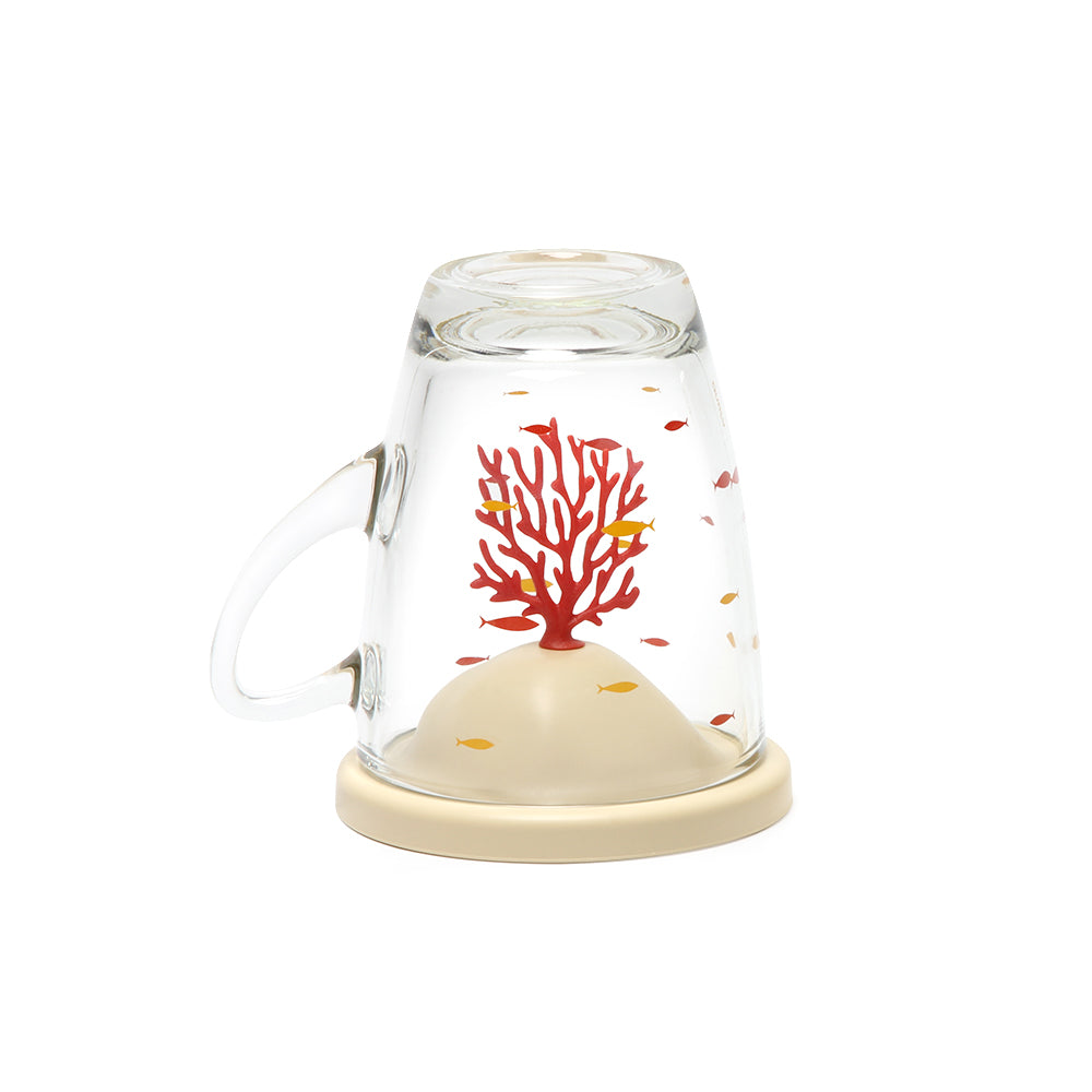 Bleaching Coral Glass Mug and Lid/Holder