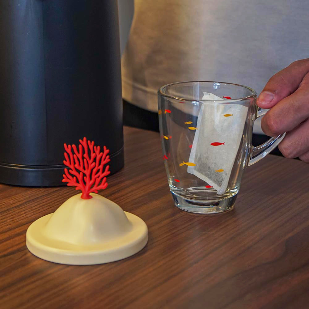 Bleaching Coral Glass Mug and Lid/Holder