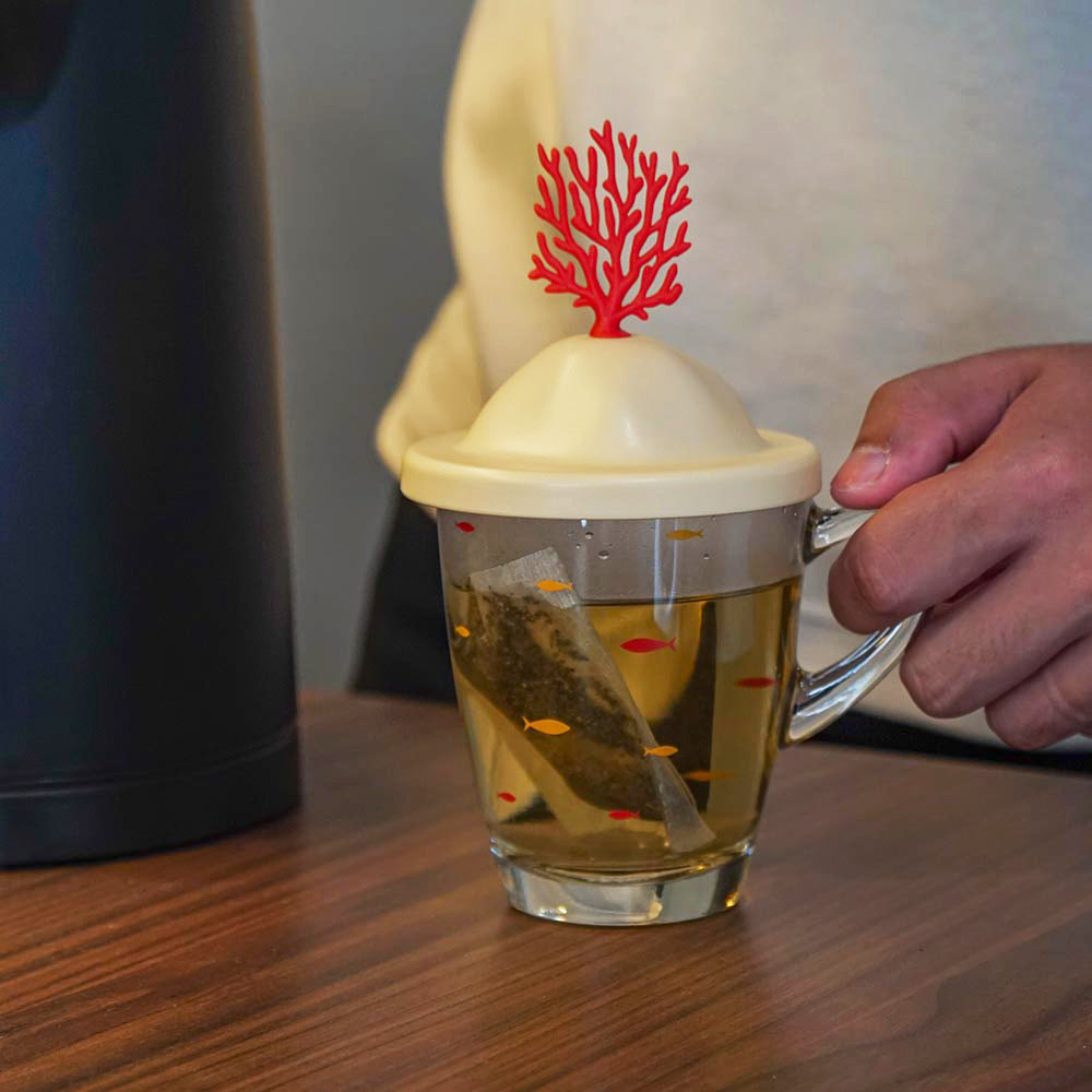 Bleaching Coral Glass Mug and Lid/Holder