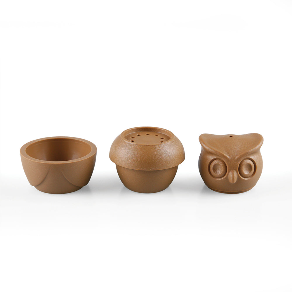 Morning Owl Egg Cup cum Shaker Set (Brown)