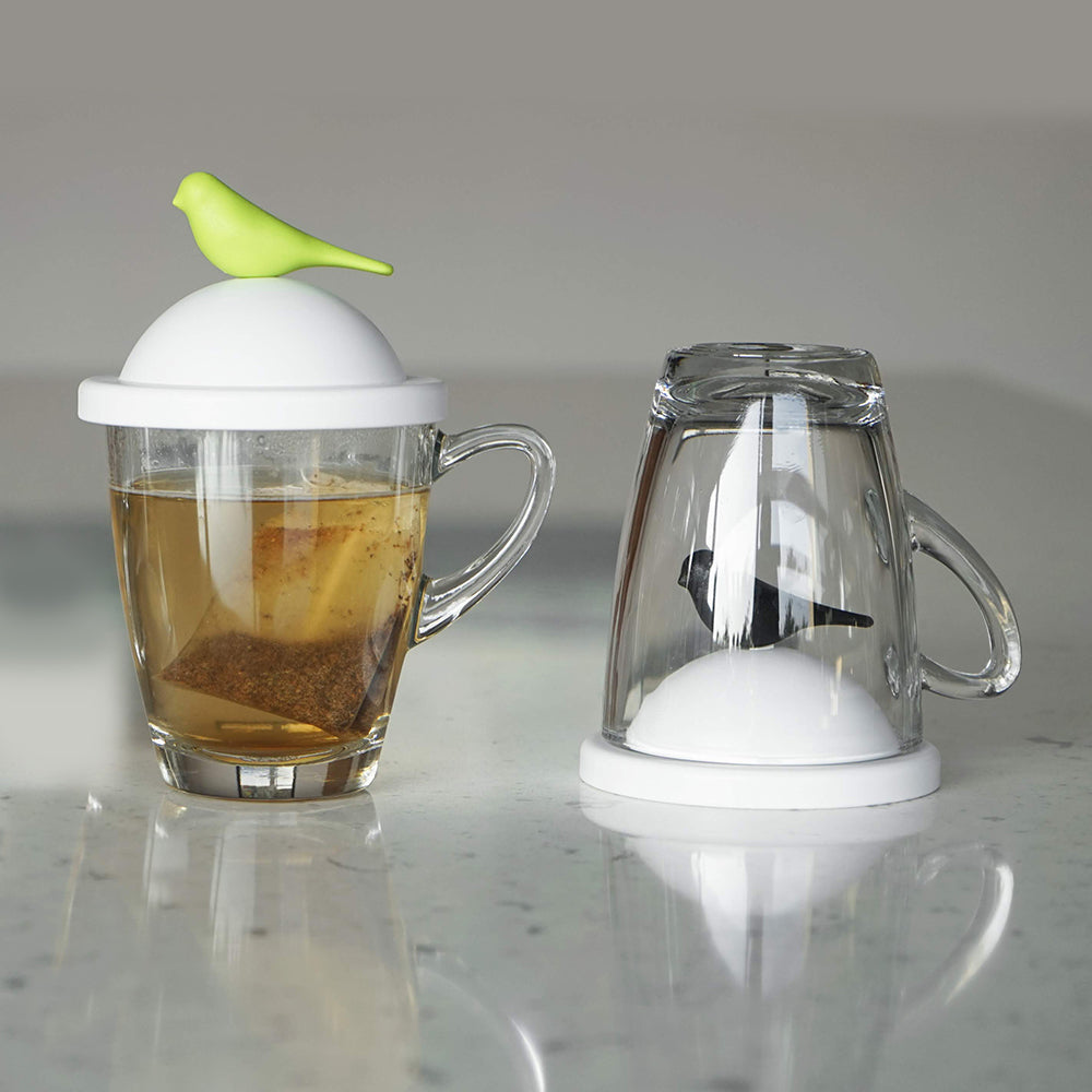 Sparrow Glass Mug and Lid/Holder