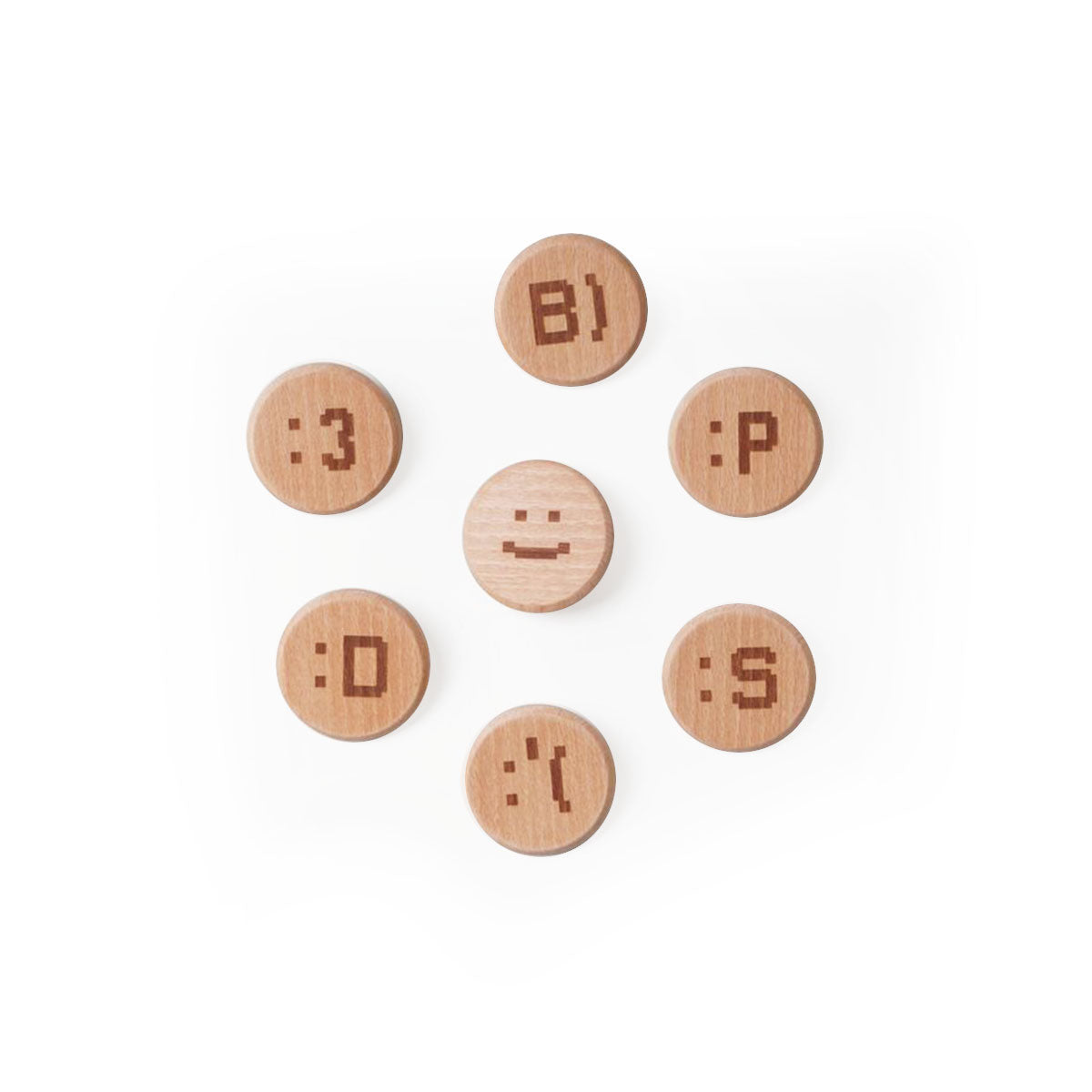 Wood Mood - Emoticon Badge (Beech)