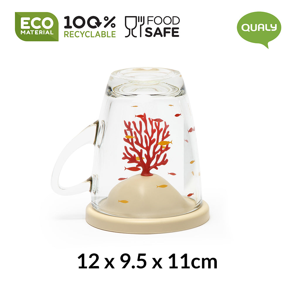 Bleaching Coral Glass Mug and Lid/Holder