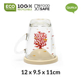 Bleaching Coral Glass Mug and Lid/Holder
